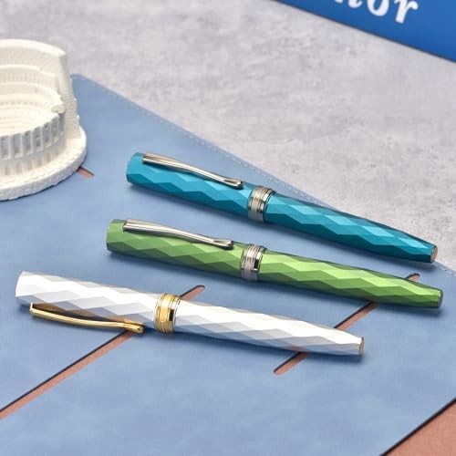 Luxury Metal Fountain Pen Extra Fine Soft Nib Silver Diamond Case Set