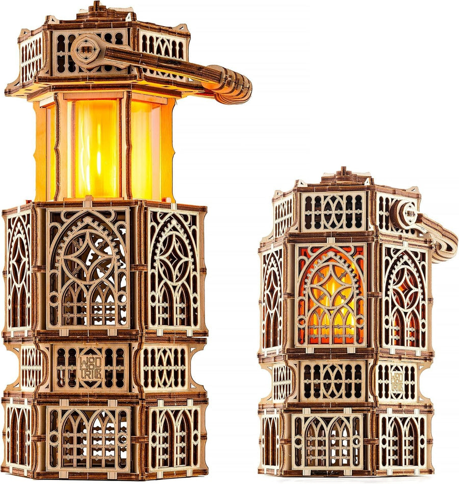 LED Lit 3D Wooden Lantern Puzzle – Mechanical DIY Model for Kids & Adults