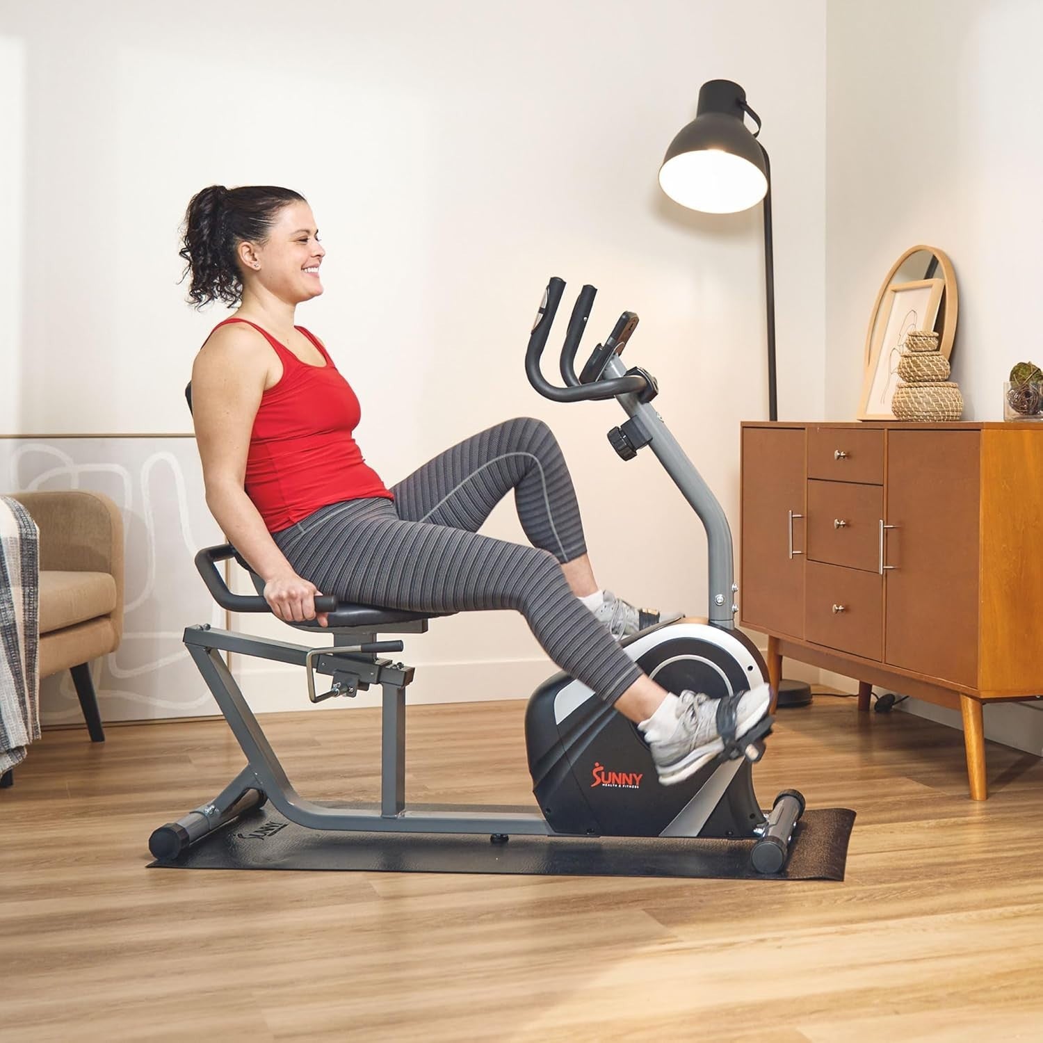Recumbent Exercise Bike Magnetic LCD Heart Rate Adjustable Seat Quiet Home
