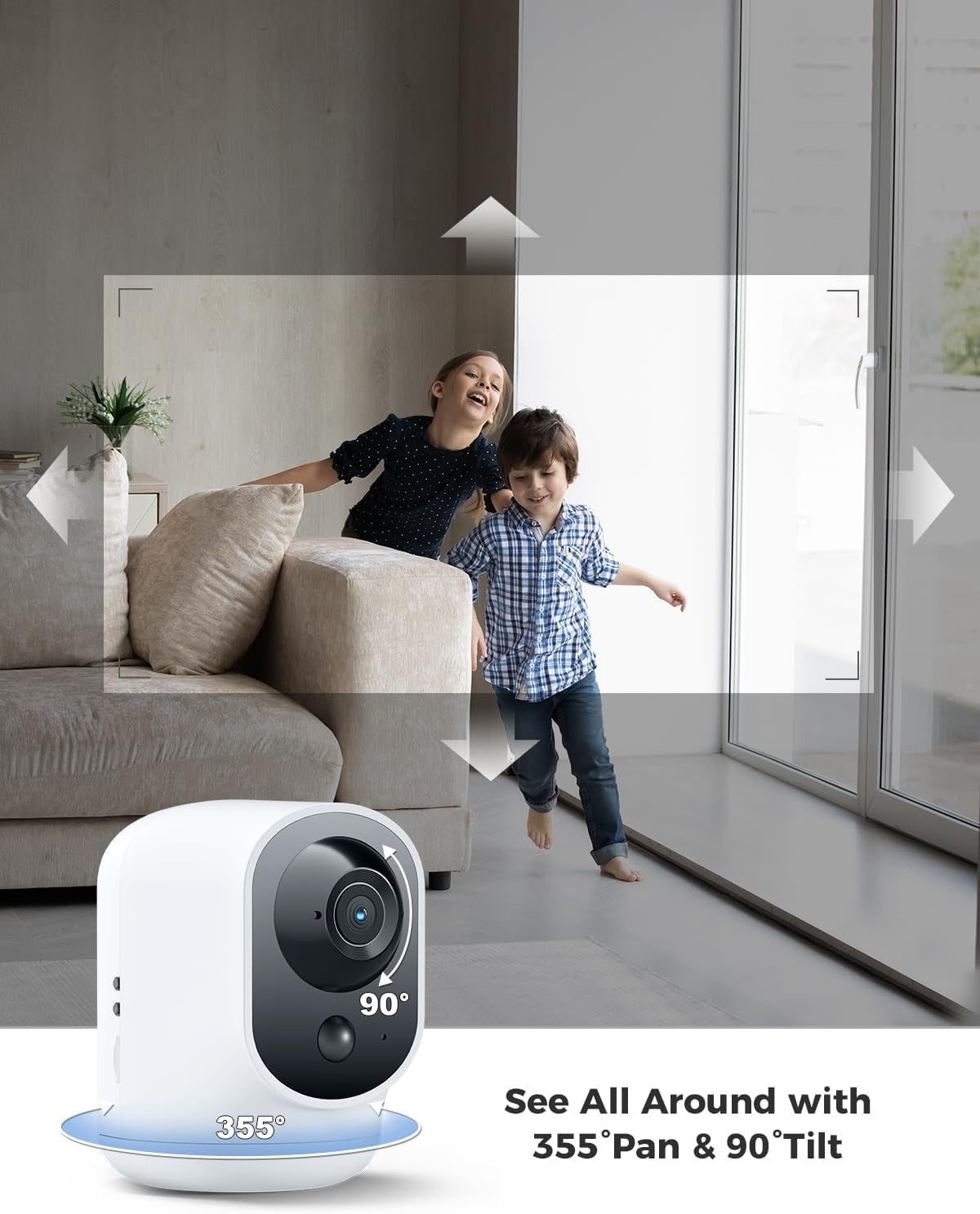 2K Indoor Security Camera Wireless PTZ Battery Baby Pet Monitor WiFi