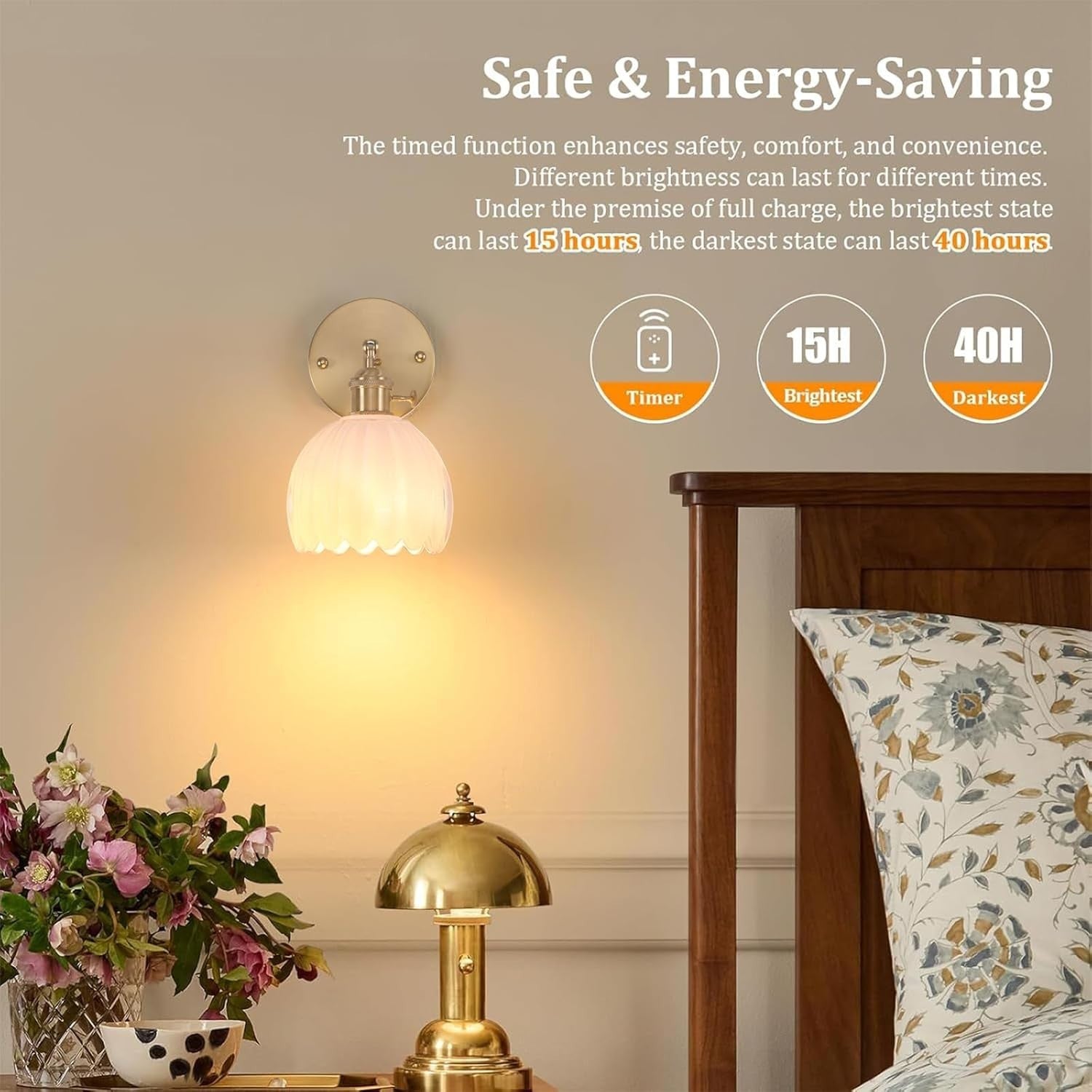 Set of 2 Wall Sconce Lights Battery Operated RGB Remote Dimmable Lamps