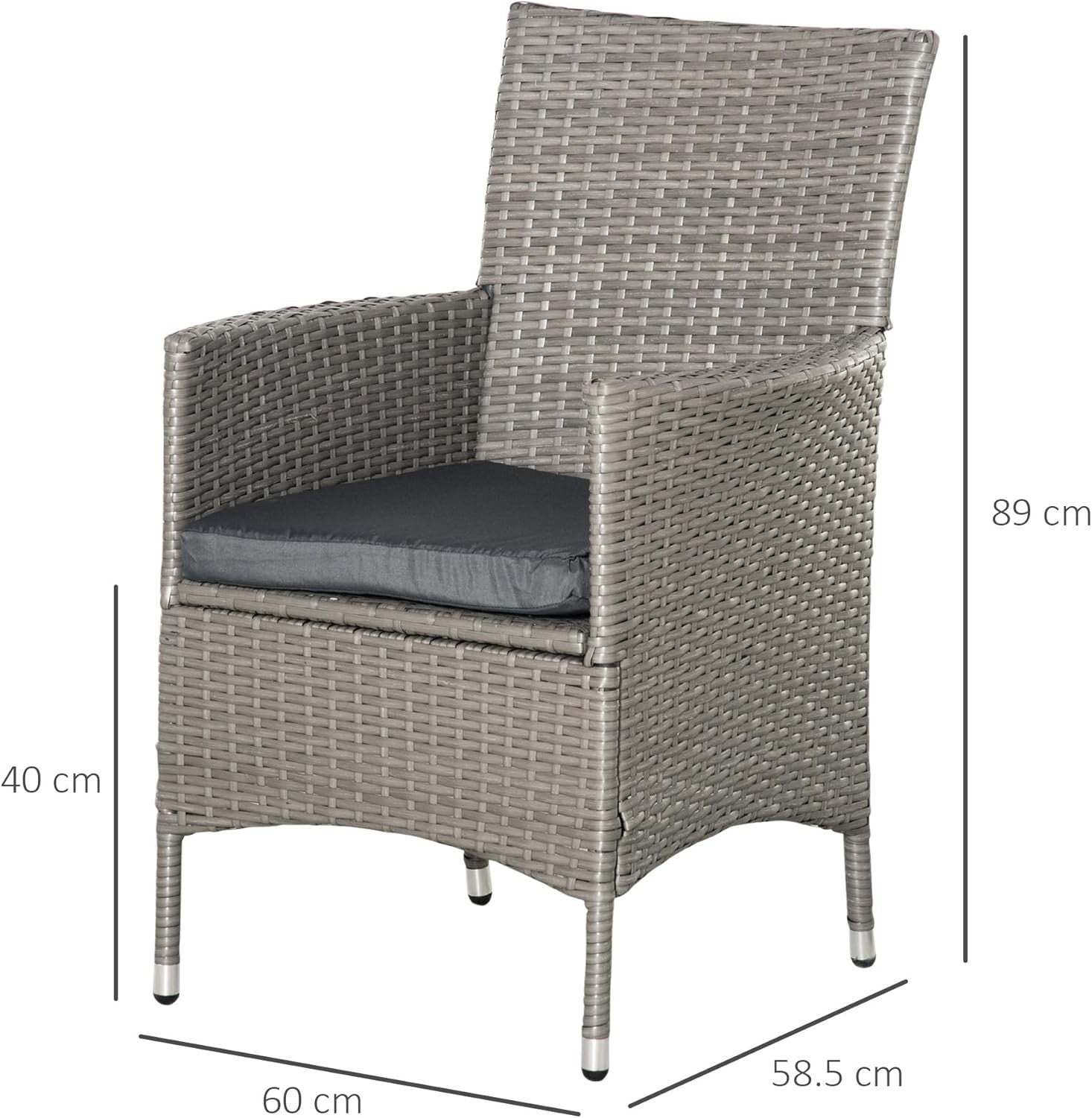 Set of 4 Rattan Garden Dining Chairs with Cushions High Back Patio Seating