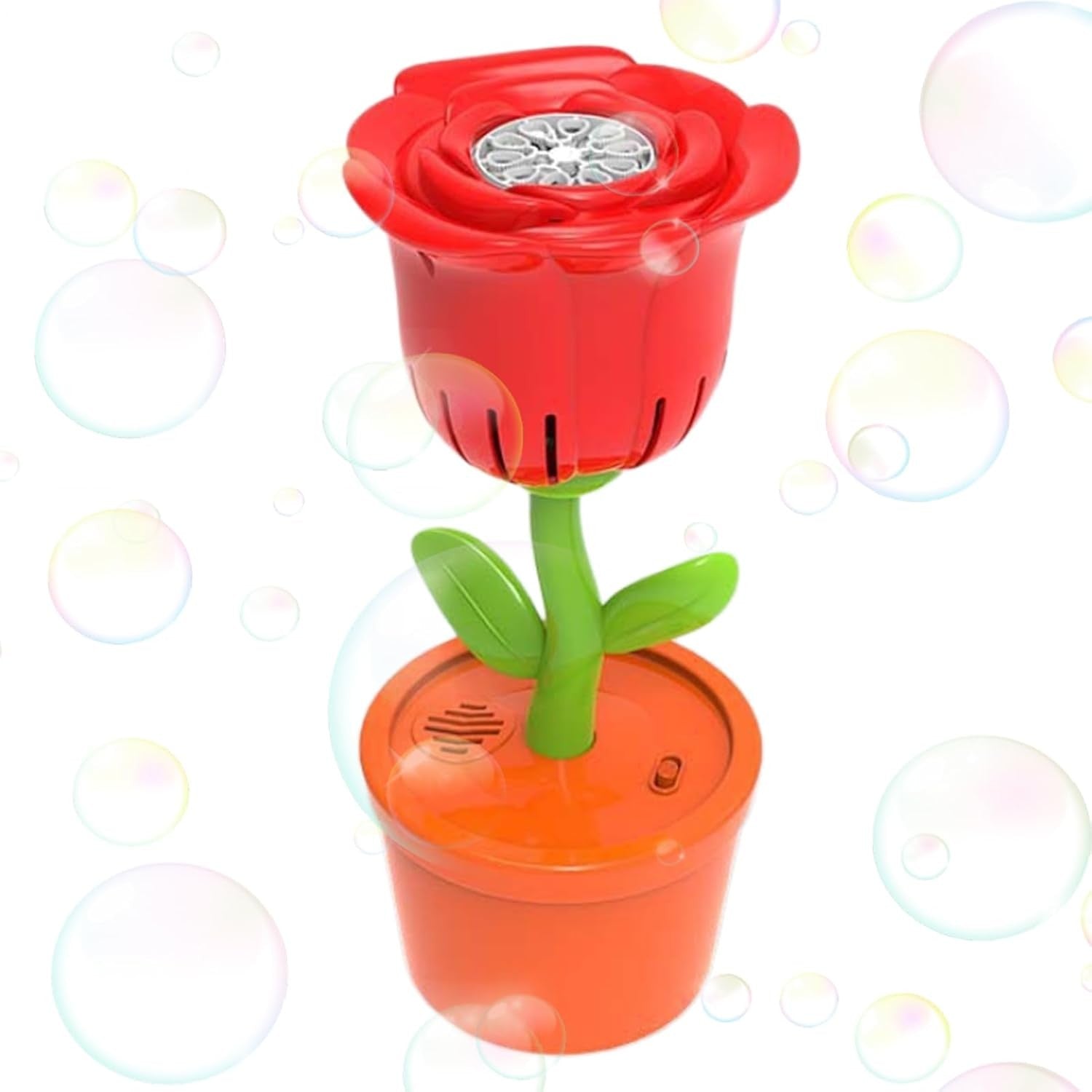 Rose Flower Bubble Machine LED Light Portable Party Toy Red