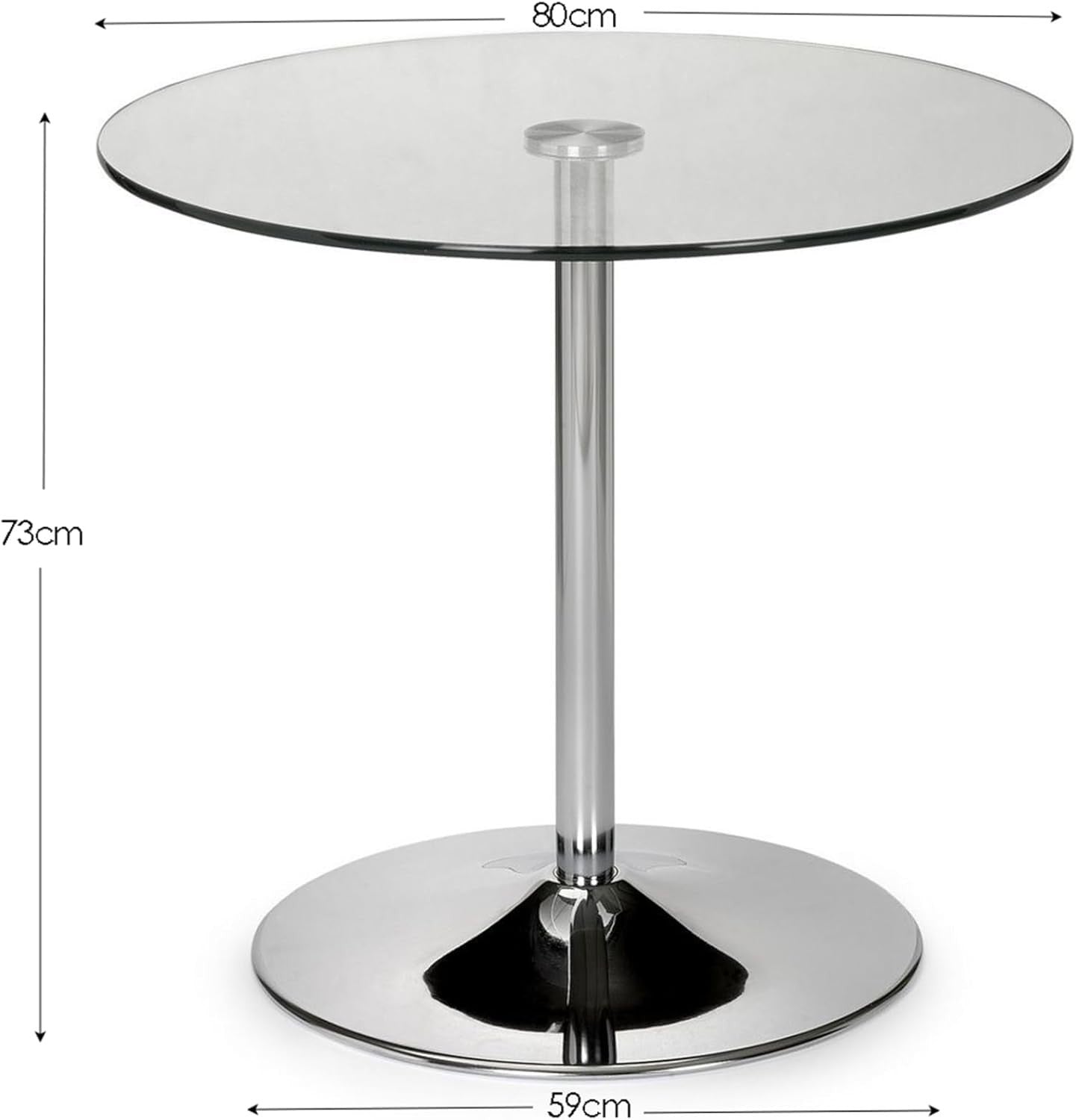 Round Chrome Glass Pedestal Dining Table Modern Small Space Kitchen Table