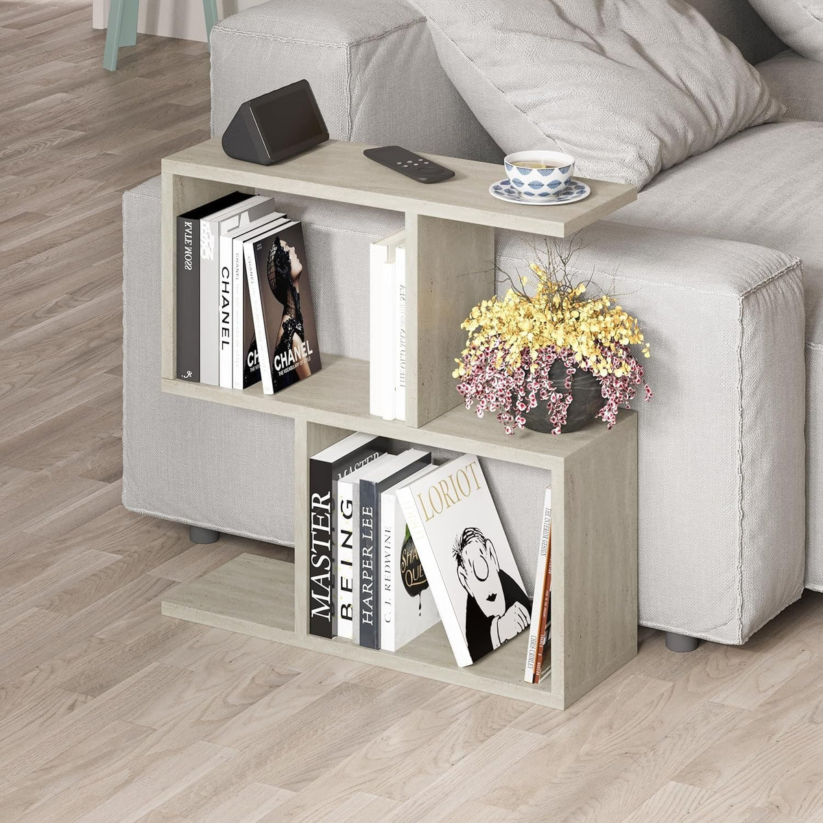 2 Tier Storage Side Table - Slim Space-Saving Organizer 60x60x19.5cm