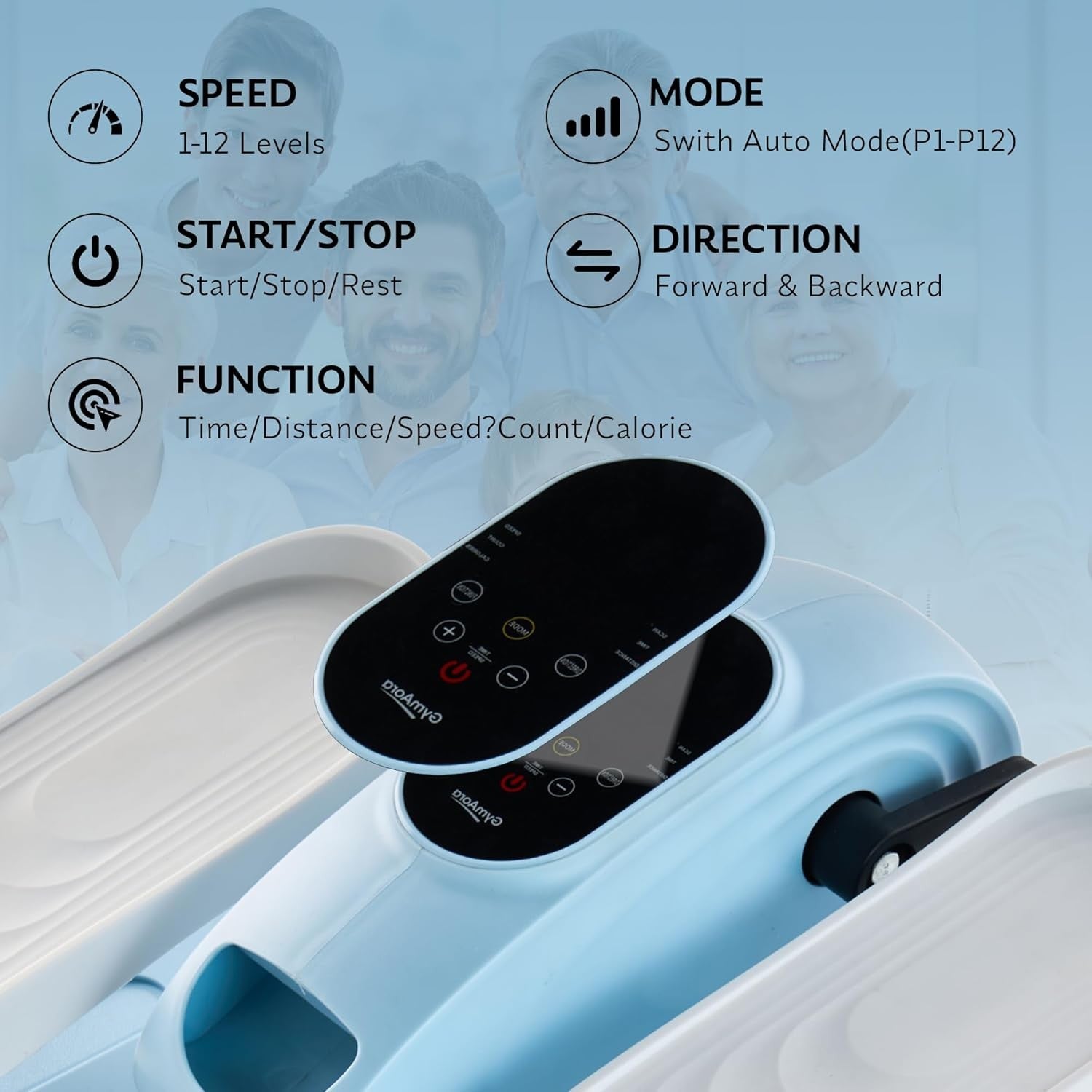 Under Desk Elliptical Pedal Exerciser Quiet Electric Seated Leg Trainer 12 Speed