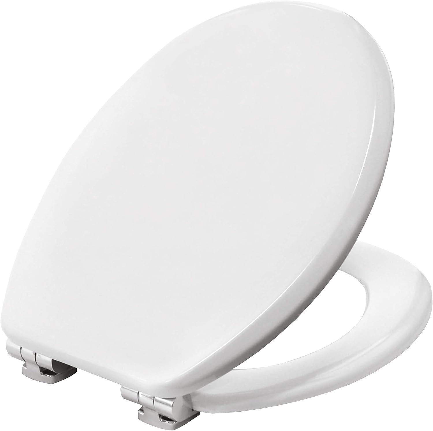 Memphis Soft Close Toilet Seat White Wooden Chrome Hinges Universal Fit