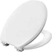 Memphis Soft Close Toilet Seat White Wooden Chrome Hinges Universal Fit