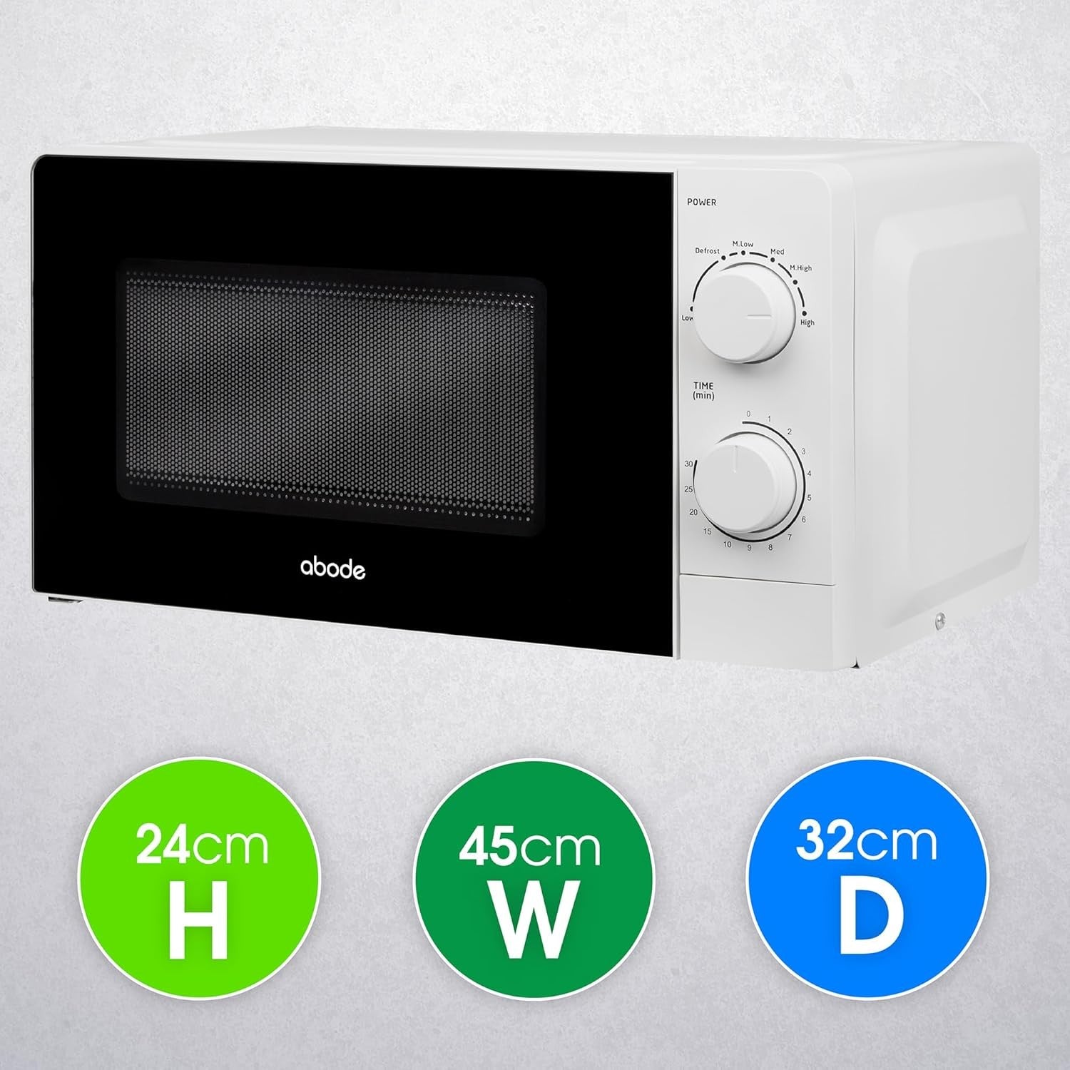 White 20L 700W Manual Microwave Oven 5 Power Levels Defrost