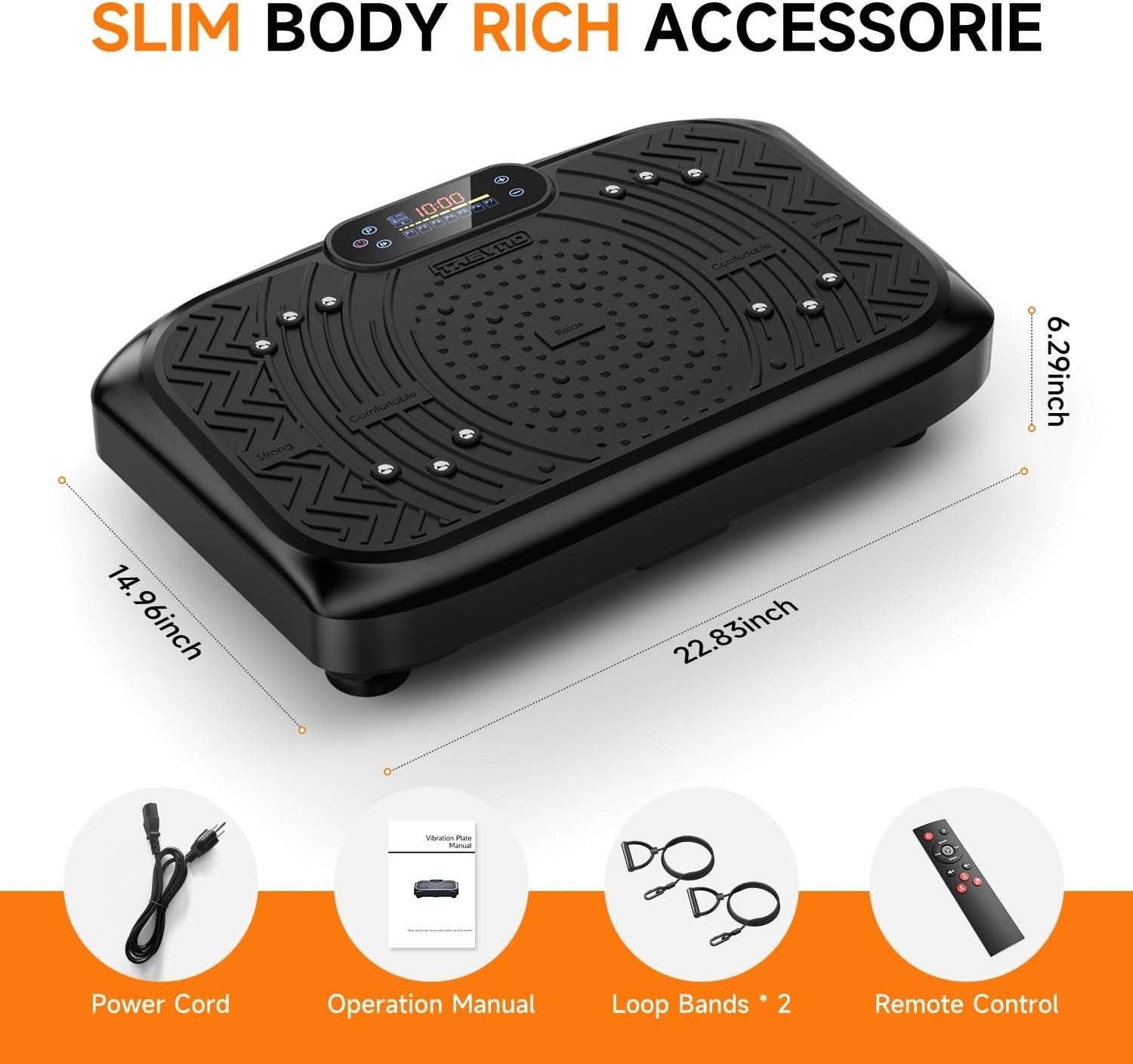 Pitch Black Vibration Plate Exercise Machine 199 Speeds 450lb Capacity