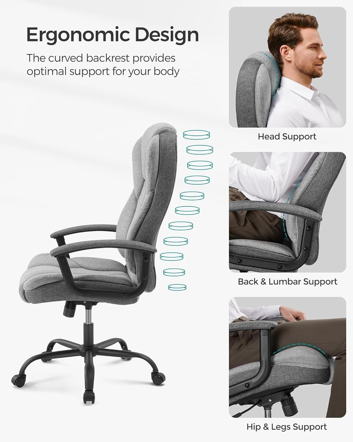 Ergonomic Office Chair Reclining Desk Chair for Home/Gaming Adjust Height 150KG