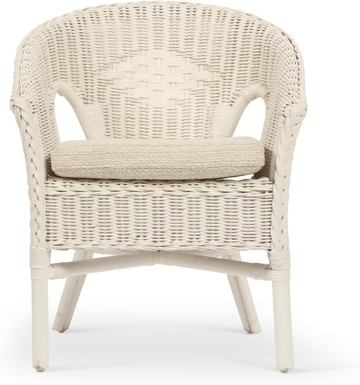 Kids Wicker Chair with Cushion Indoor Rattan Children’s Armchair White