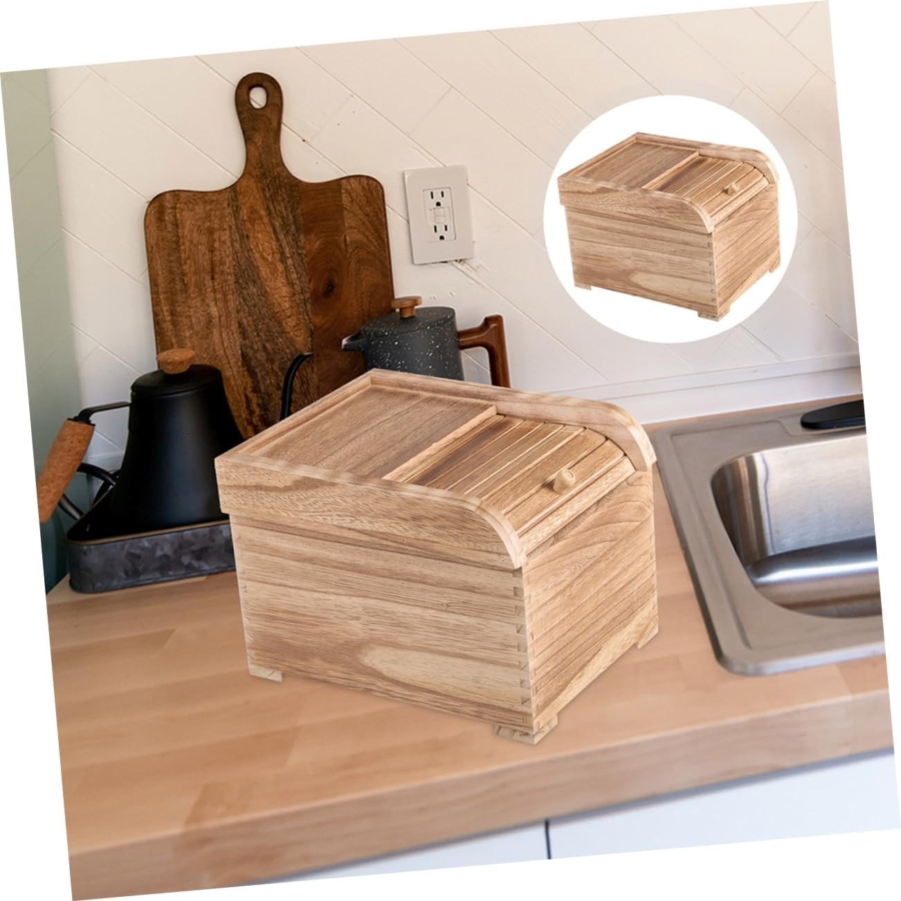 10kg Solid Wood Rice Storage Container Airtight Grain Bucket Sealed Lid