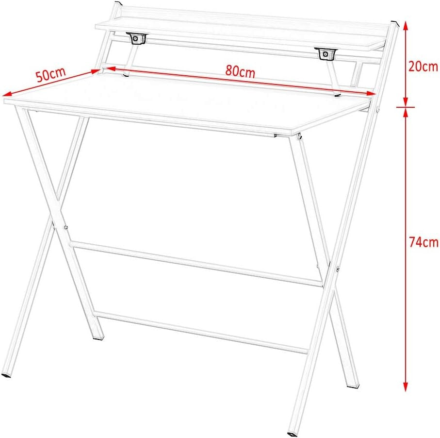Folding Computer Desk Small Space Laptop Study Table with Shelf Black
