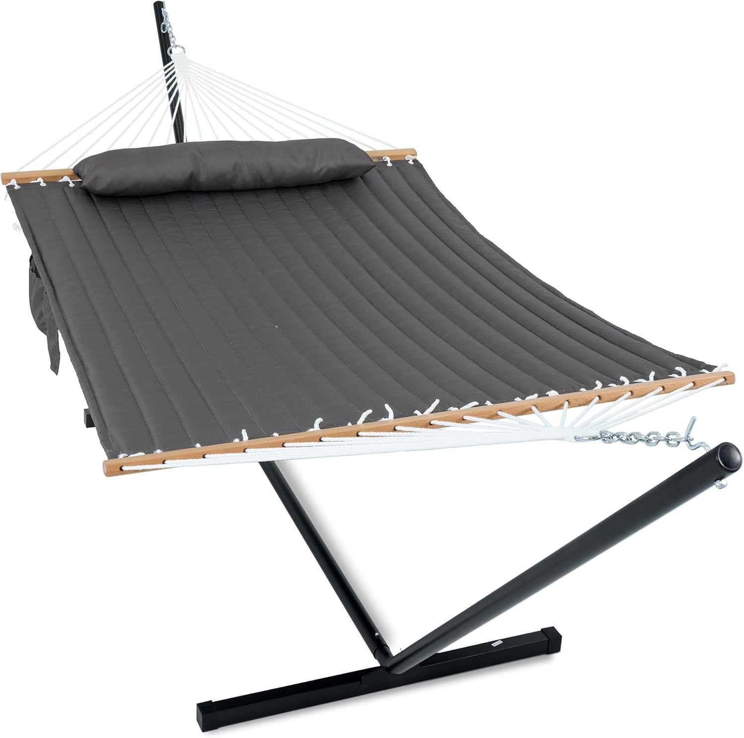 2 Person Outdoor Hammock with Stand, 12ft Heavy-Duty Frame, 475lbs Max
