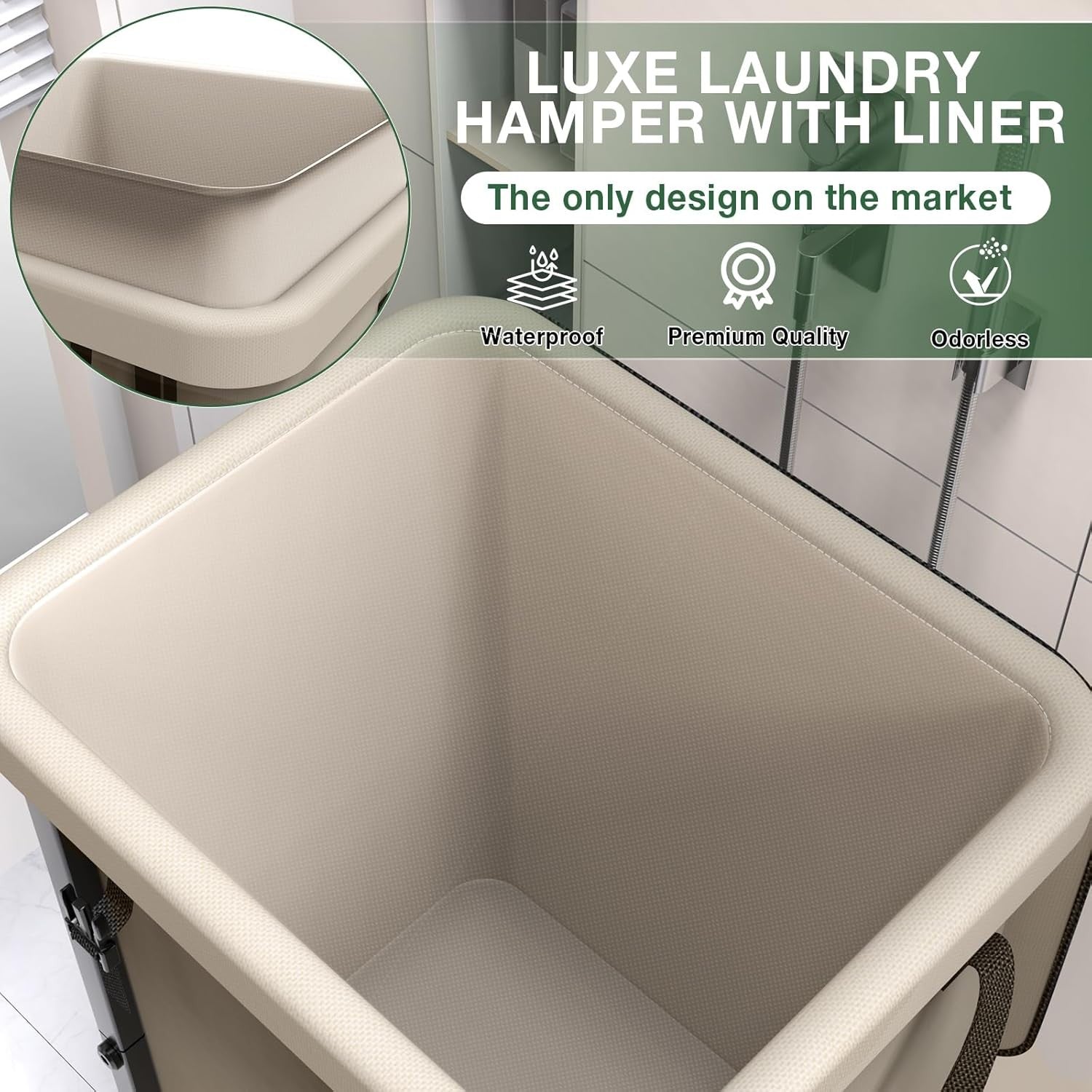 150L Large Rolling Laundry Hamper with Wheels Heavy Duty Laundry Cart White
