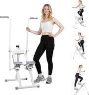 Foldable Stair Stepper Climber Adjustable Pedals Handlebar LCD 120kg