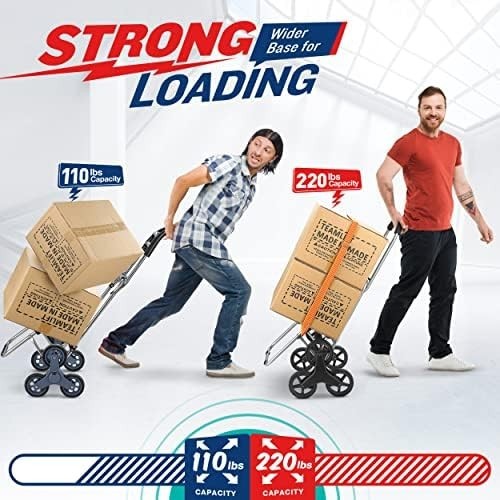 6 Wheel Foldable Shopping Trolley 75L Stair Climbing Cart Black 50kg