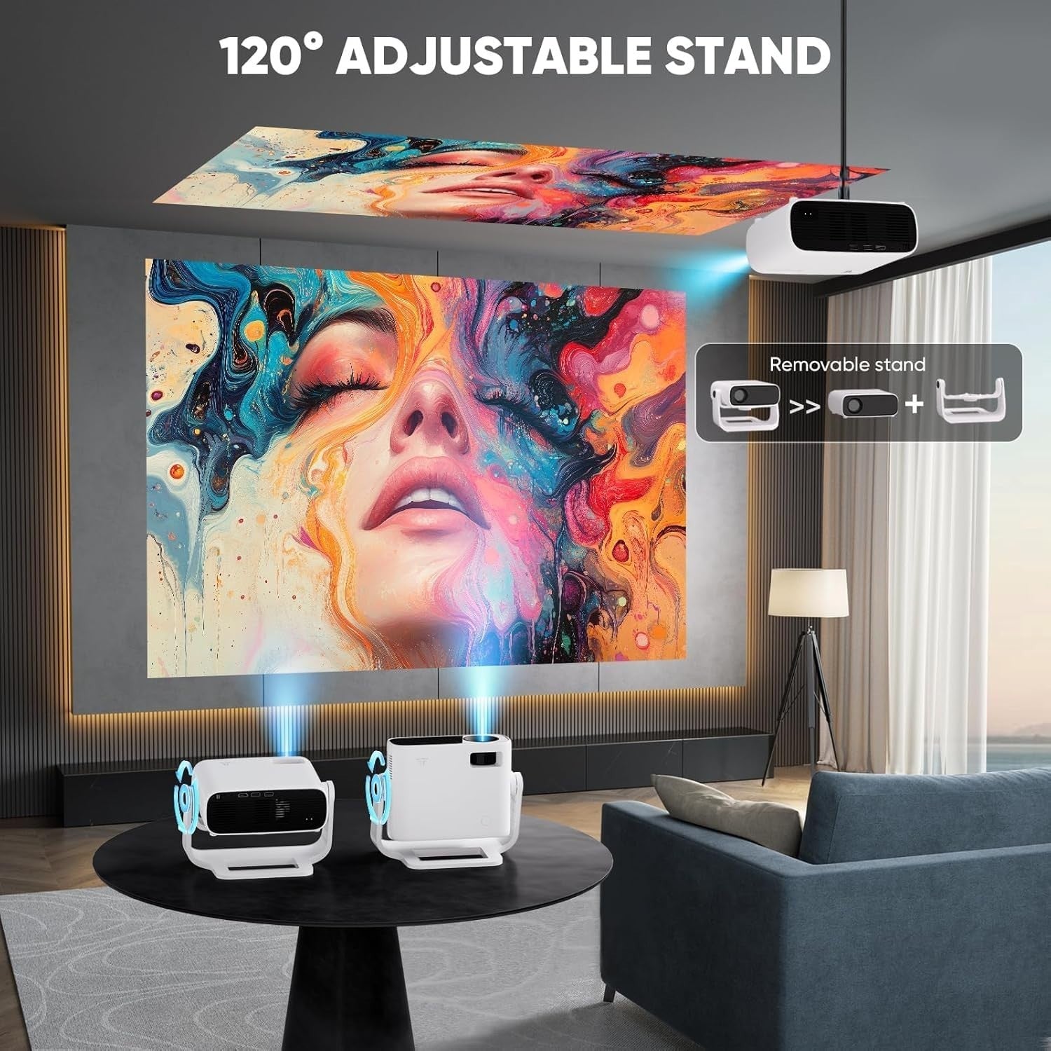 Android 11 Smart Projector 1080P WiFi 6 Bluetooth 28000 Lumens