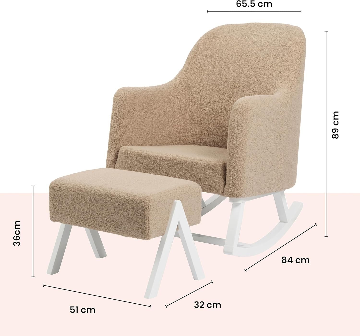 Cozy Mocha Nursery Rocking Chair with Footstool Soft Fleece High Back