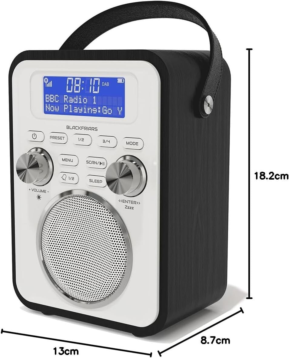 Portable DAB+/FM Digital Radio Bluetooth Remote Rechargeable Alarm