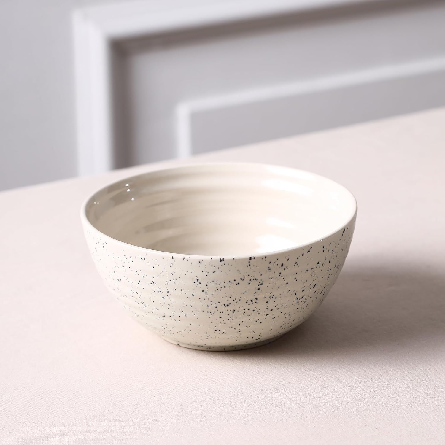 4pc Stoneware Cereal Bowls White Scratch Resistant Microwave Dishwasher Safe