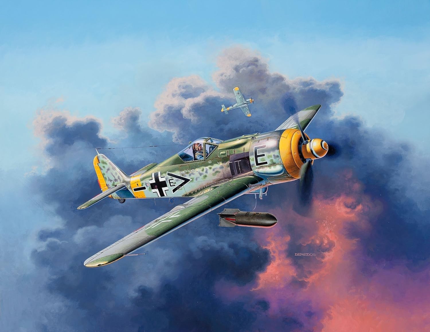 Fw190 F-8 1:72 WWII German Fighter Model Kit – Rotating Prop, Retracts