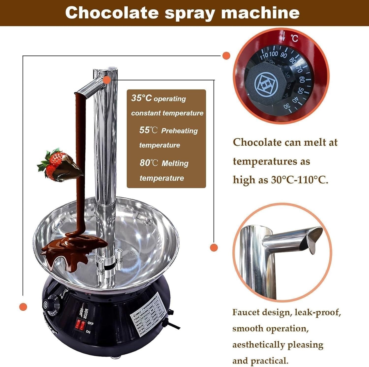 Commercial Chocolate Fountain Machine Adjustable Fondue Party Tower