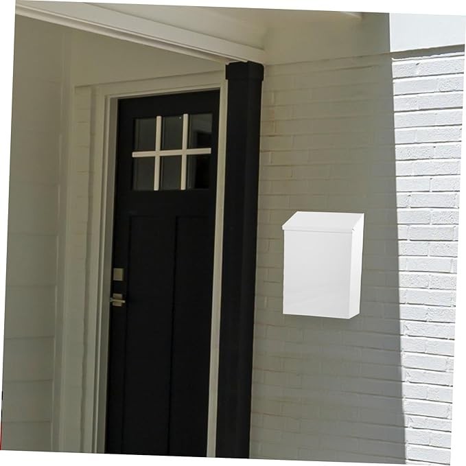 Lockable Vintage Wall Mount Mailbox Iron White Outdoor Post Box Letter Holder