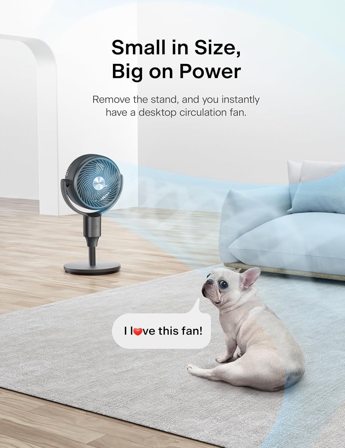Adjustable Standing Fan Grey – 3-Speed Quiet Oscillating Air Circulator Remote