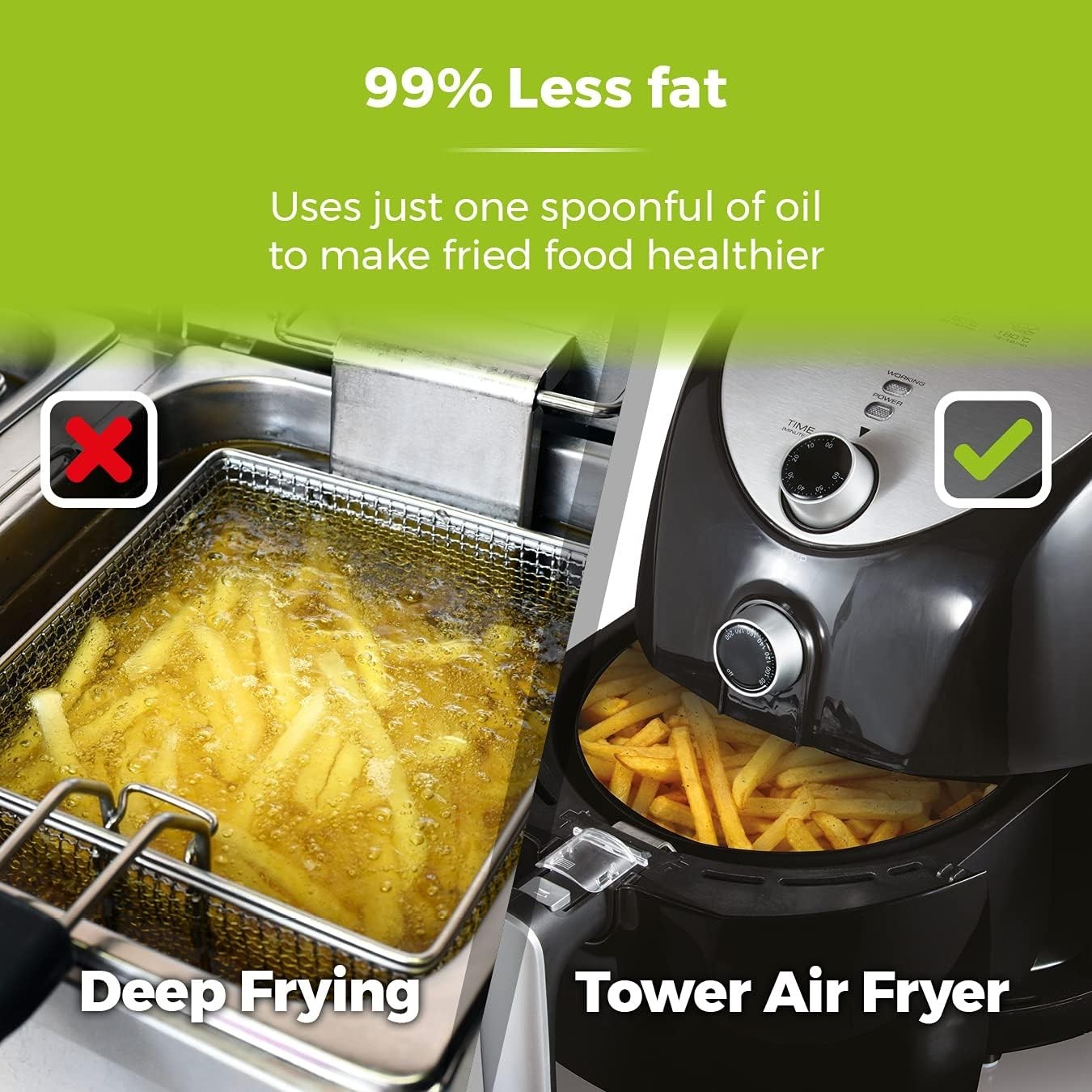 4.3L Family Size Air Fryer Vortx Tech Fast Healthy Cooker 1500W Roast Grill Bake