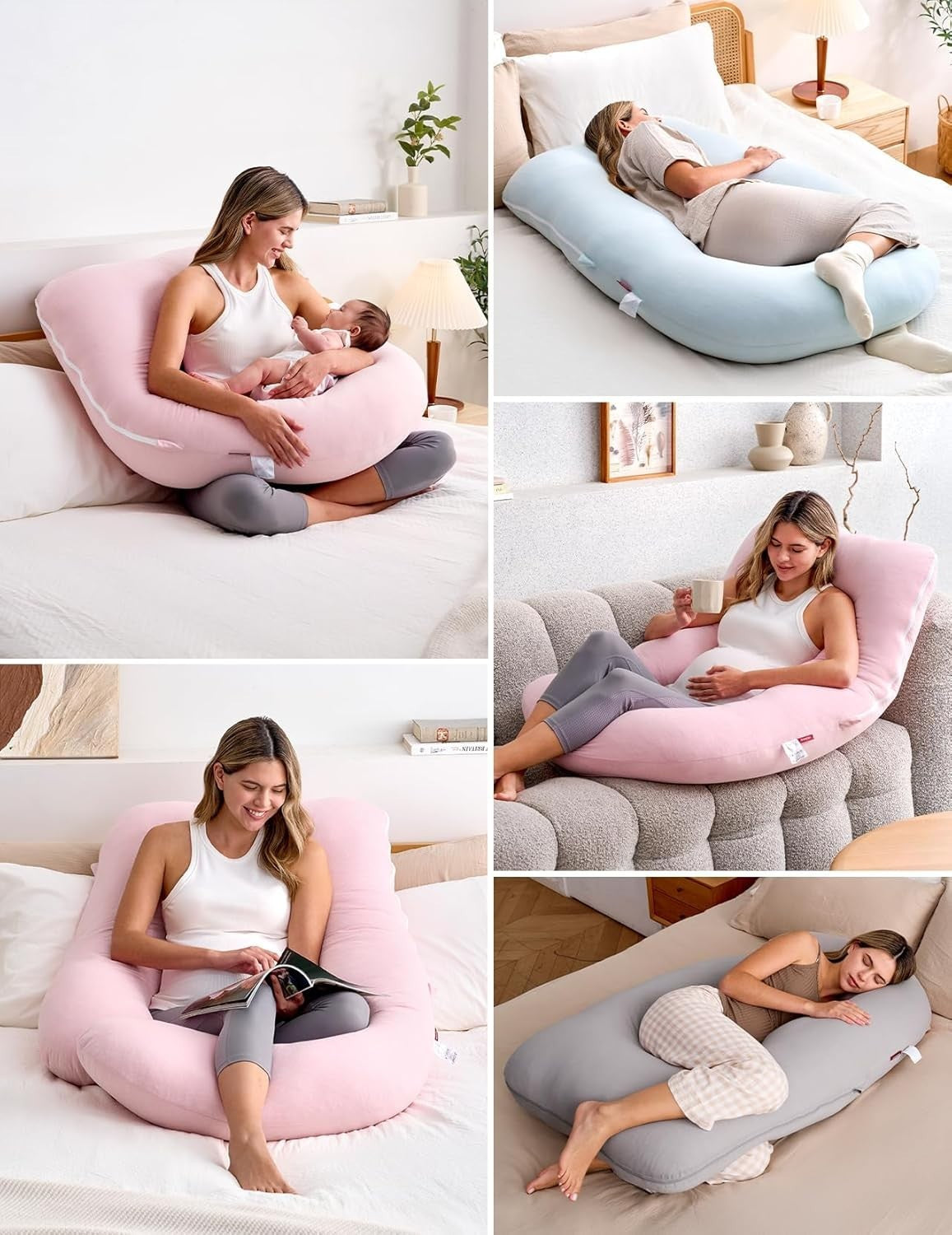 U Shaped Pregnancy Pillow 57" Full Body Support Back Belly Hip Pain Relief