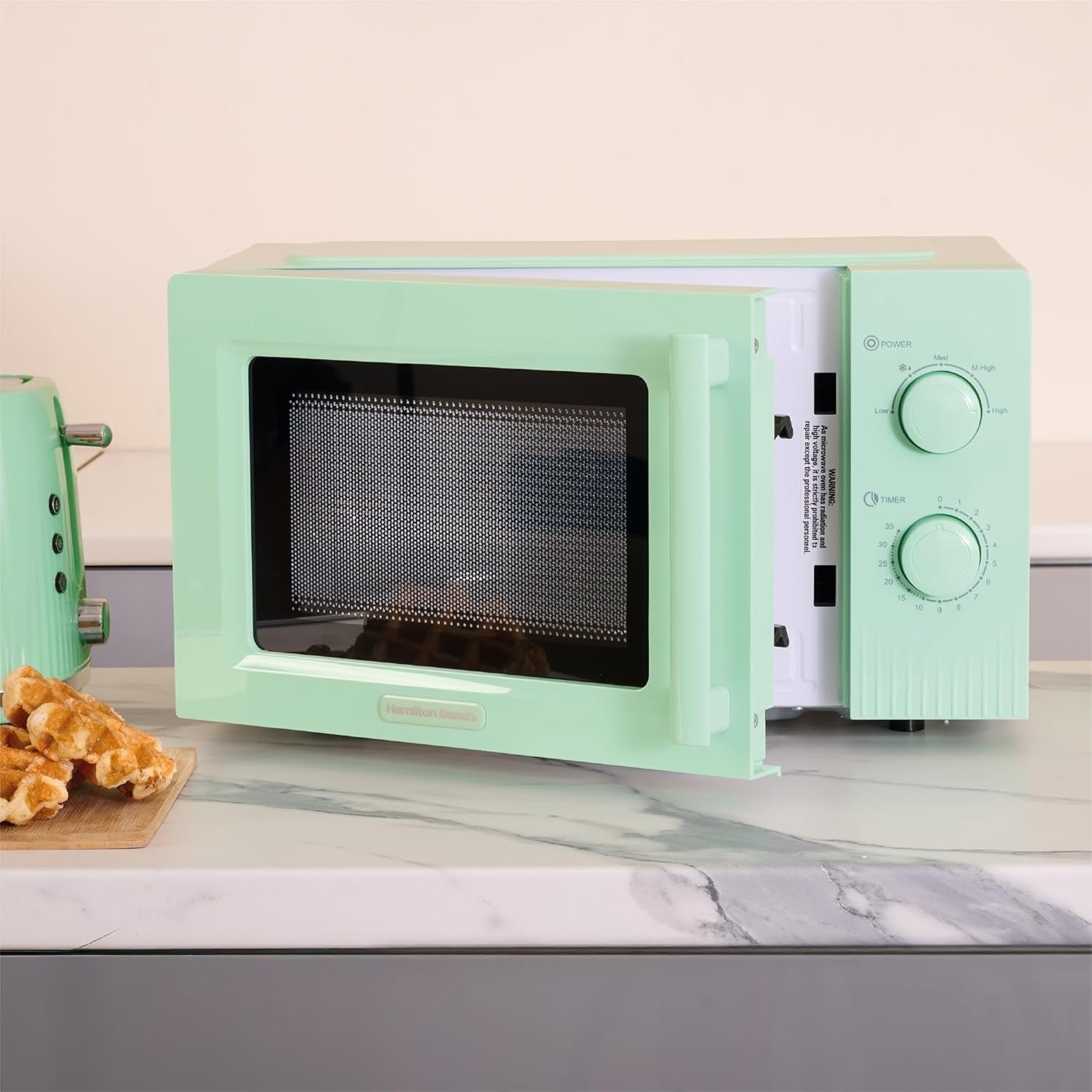 20L Manual Microwave 800W 5 Power Levels Quick Defrost Mint