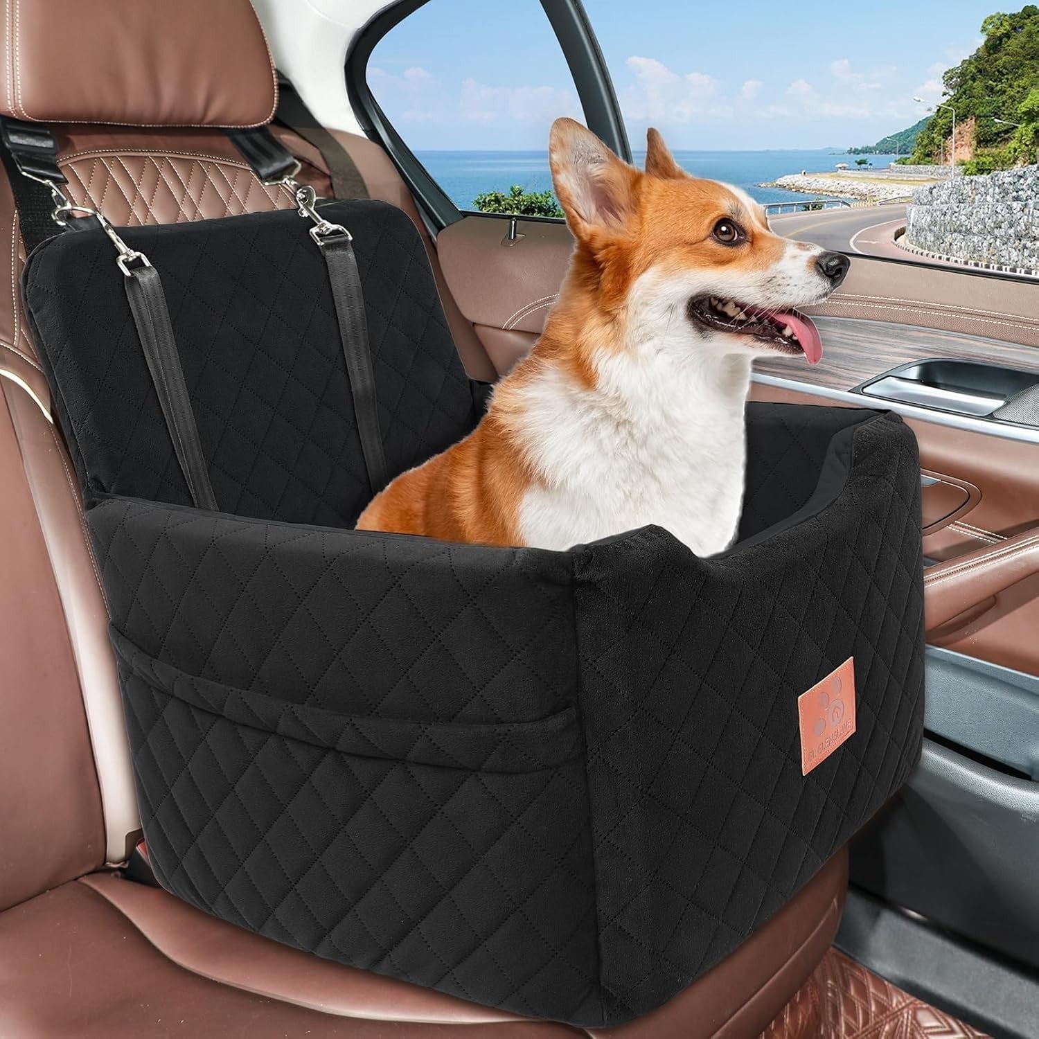 Dog Car Booster Seat Memory Foam Travel Bed Washable for Small Dogs