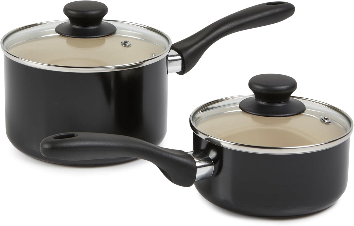 11pcs Ceramic Non Stick Cookware Set Black Cream PFOA Free Pots & Pans Kitchen
