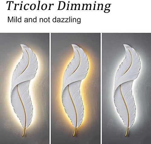 LED Feather Wall Decor Modern Lighted Sculpture Bedroom Wall Art