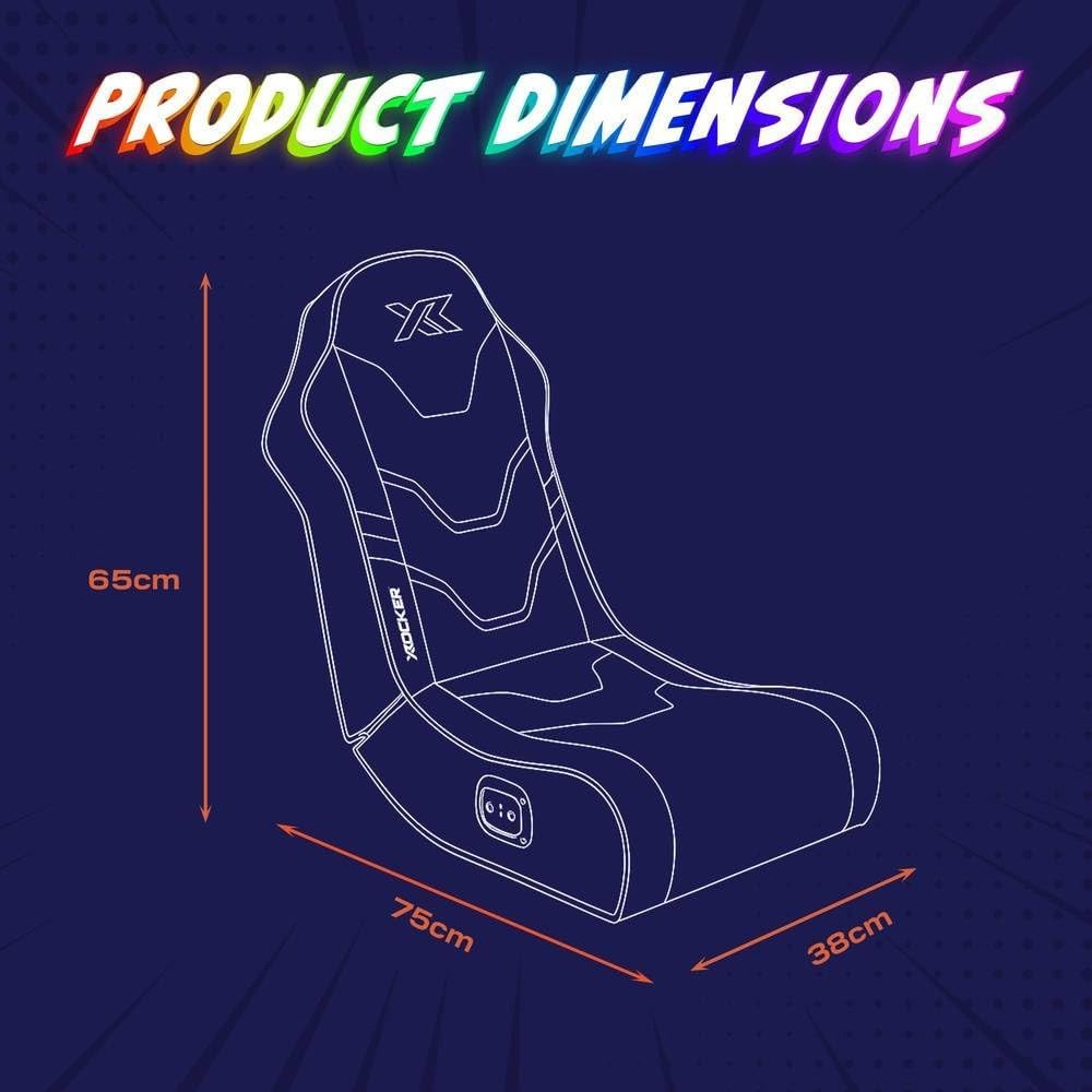 RGB Gaming Floor Rocker Chair Audio Speakers LED Kids Black