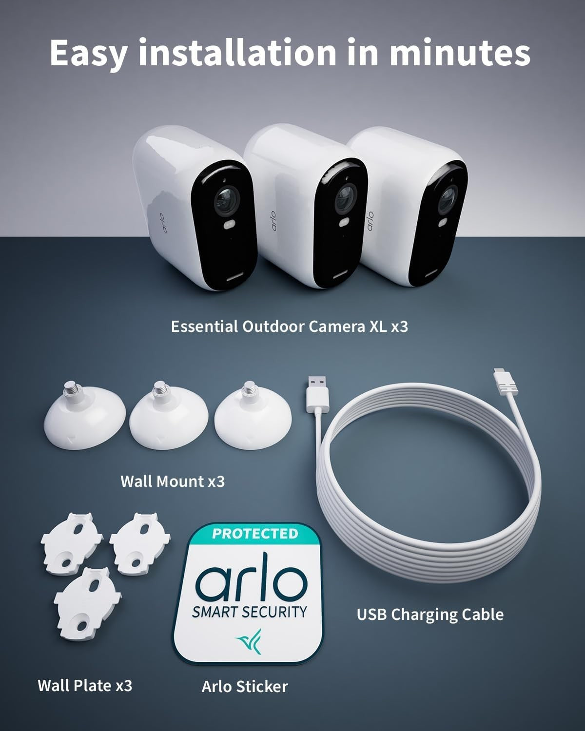 3 Pack 2K Wireless Security Cameras XL Battery Outdoor Night Vision