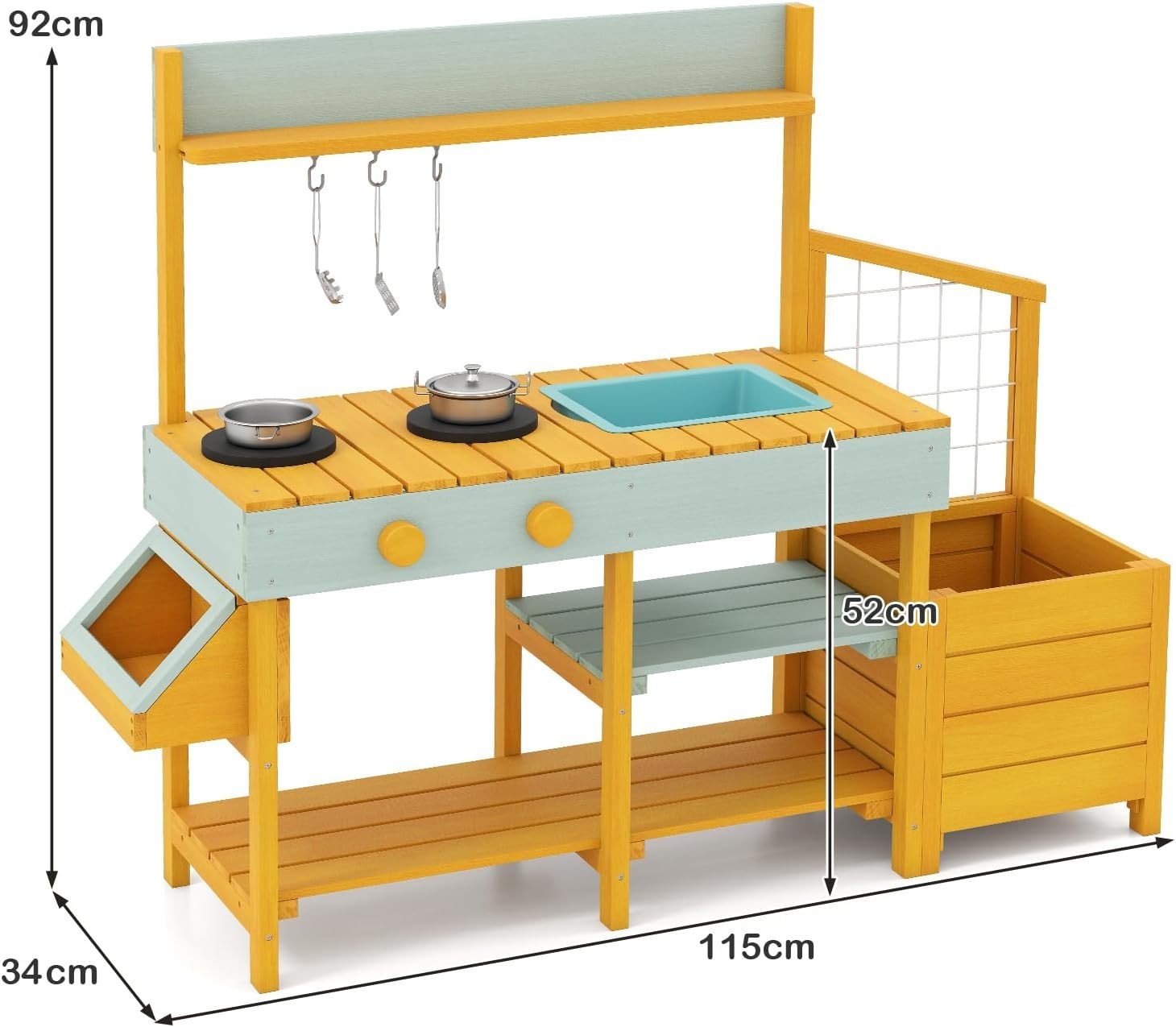 Outdoor Kids Mud Kitchen Garden Potting Bench Wooden Playset Toy