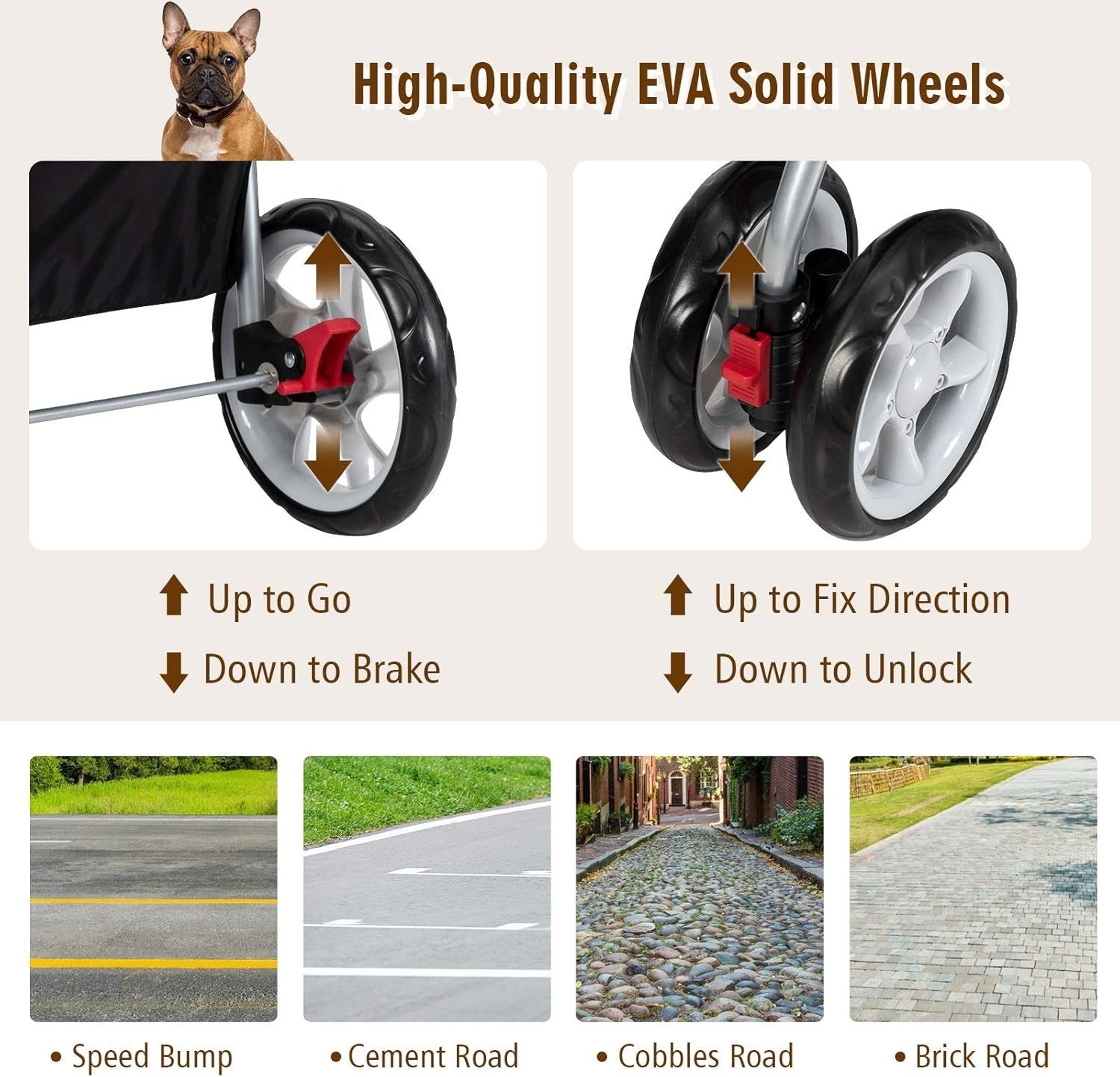 Foldable Pet Stroller Dog Cat Travel Buggy Lockable Wheels 15kg
