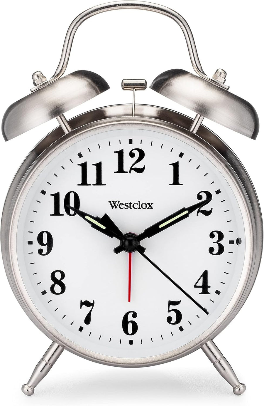 Twin Bell Alarm Clock Loud for Heavy Sleepers Metal Backlight Silver