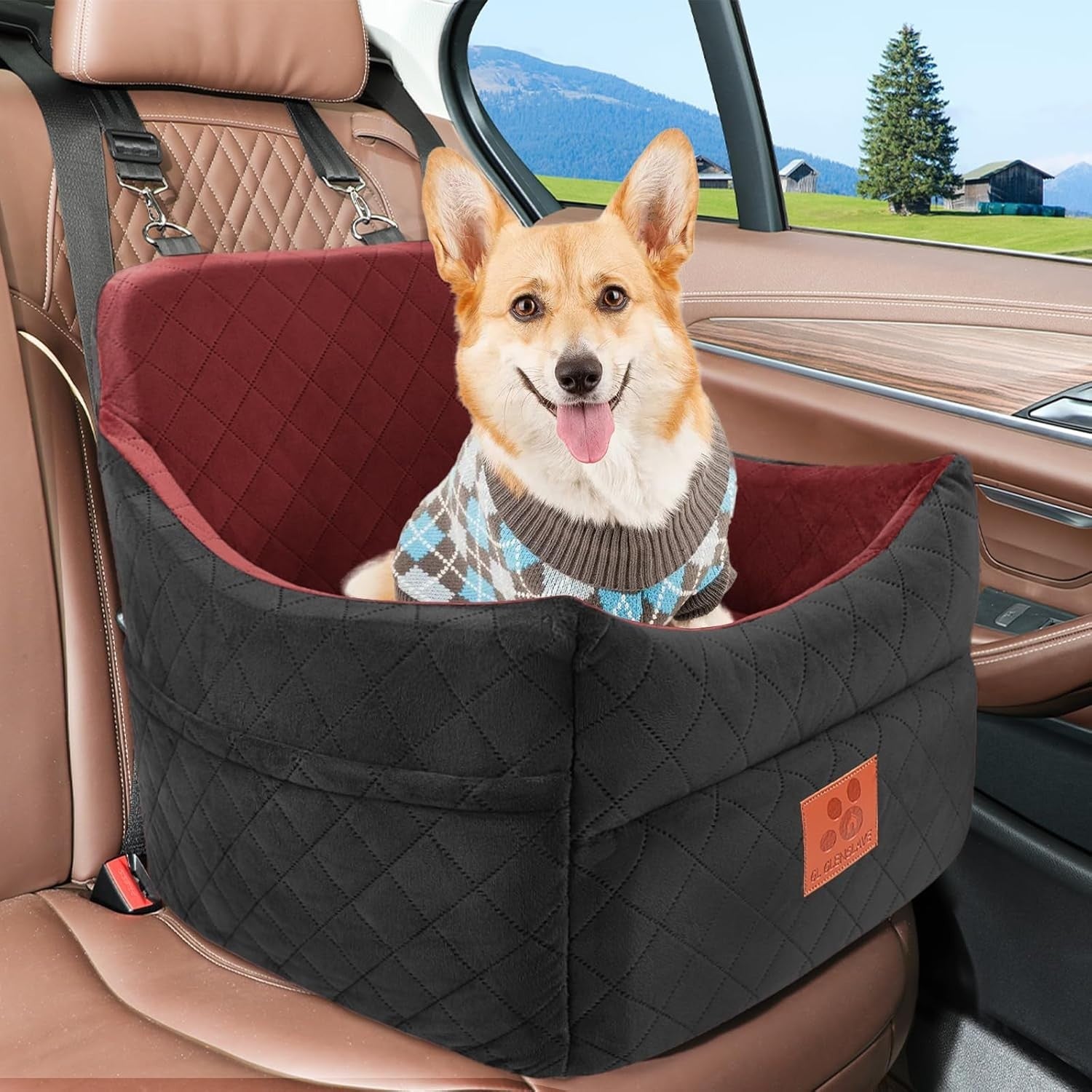 Memory Foam Dog Car Booster Seat Washable Pet Travel Bed 35lbs