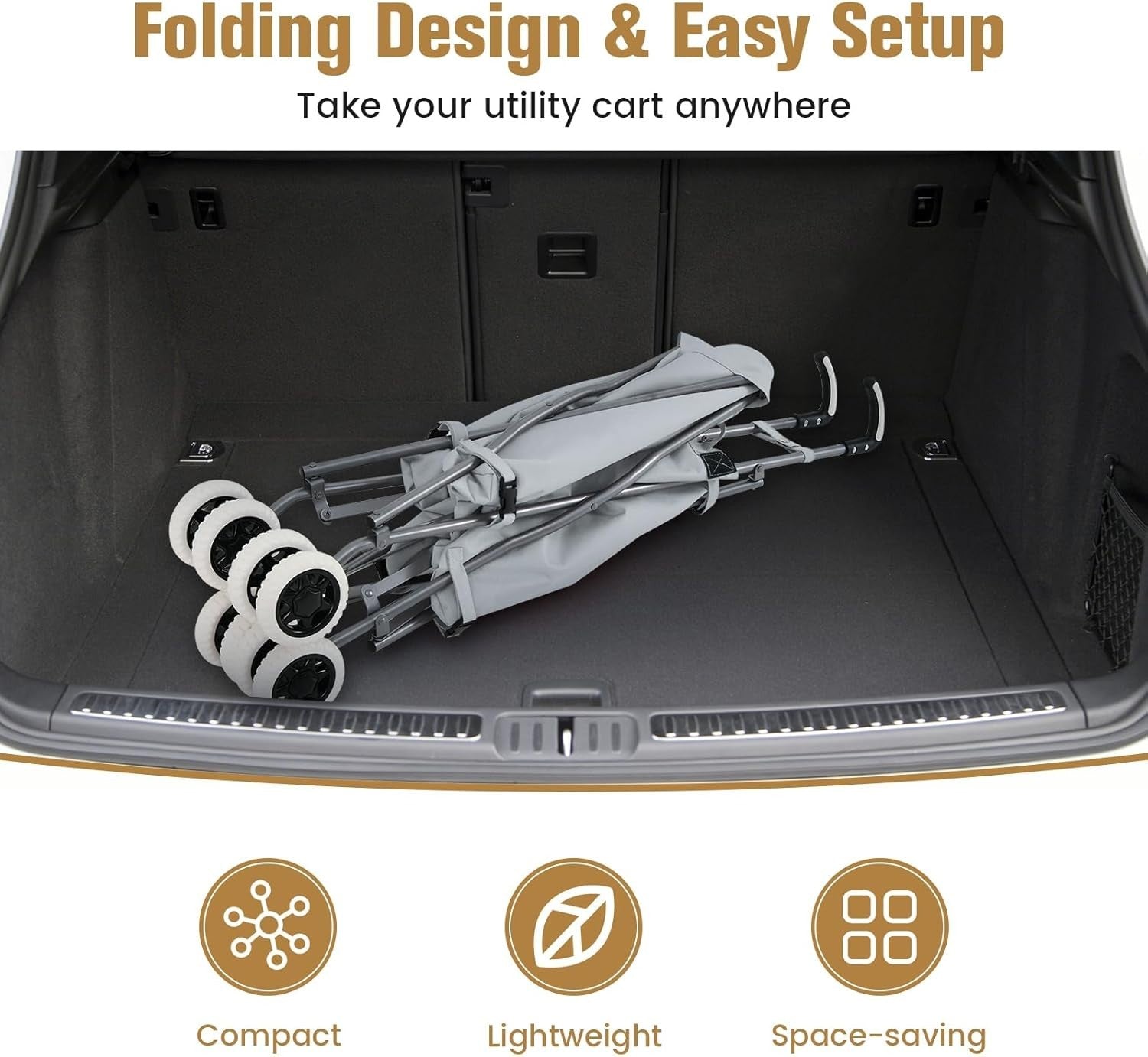 Extra Large 90L 8-Wheel Folding Shopping Trolley Cart Grey