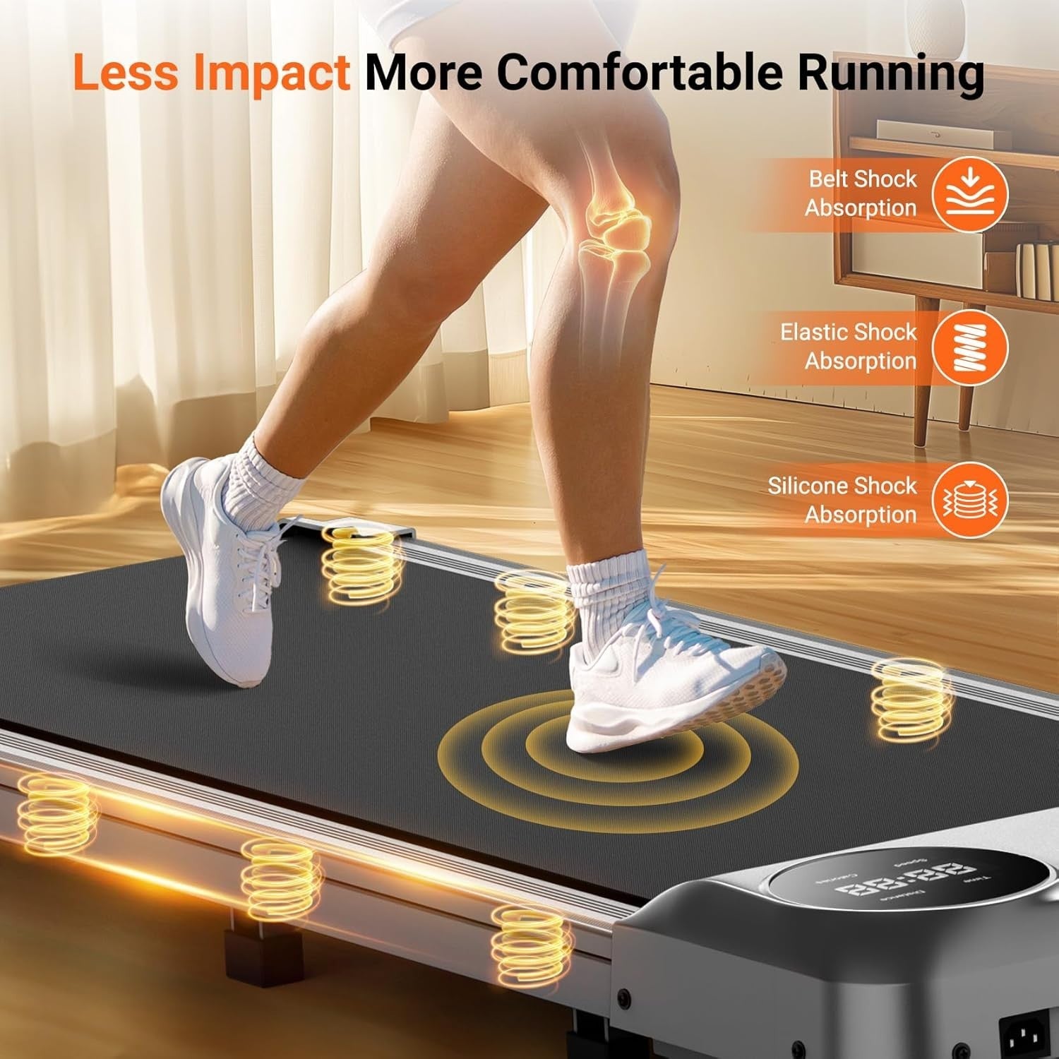 Under Desk Treadmill 2.5HP Quiet Motor Walking Pad 265LBS Capacity LED Remote