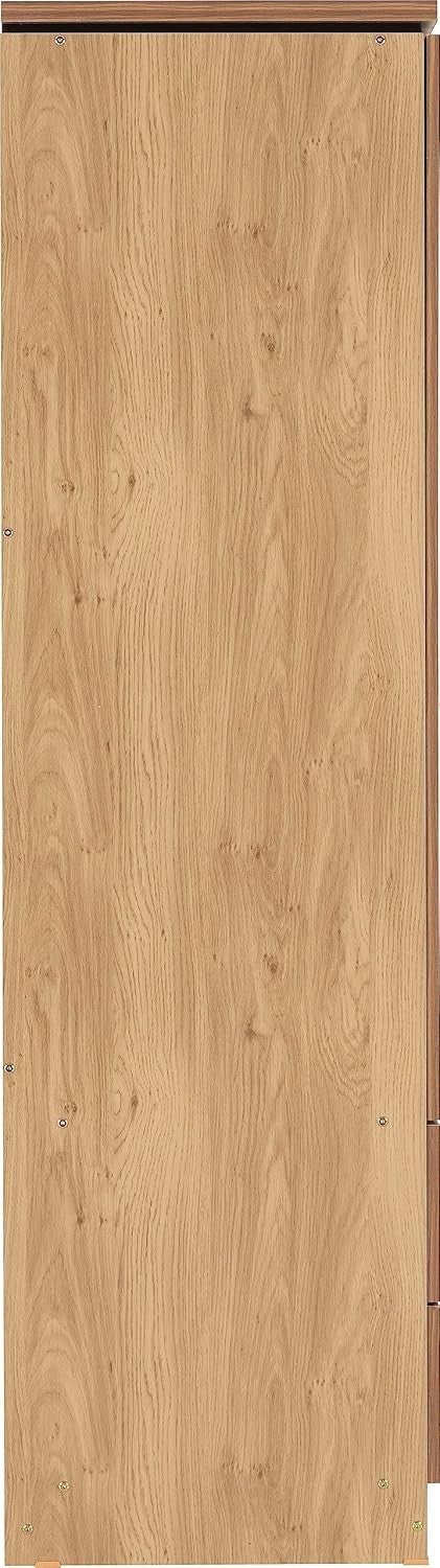 3 Door Wardrobe Oak Effect Mirror Sliding Hinged Storage Drawers Modern