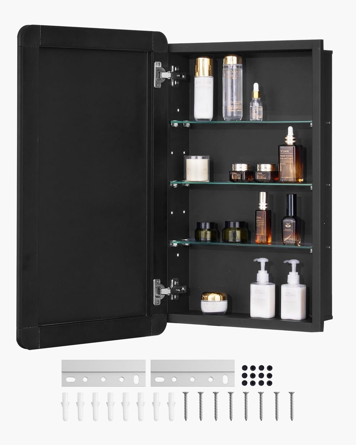 70x50cm LED Bathroom Mirror Cabinet with Wall Light, USB, and Storage