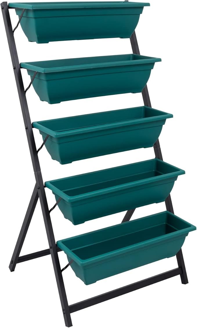 5 Tier Metal Garden Planter Stand Outdoor Flower Shelf Ladder Plant Display Rack