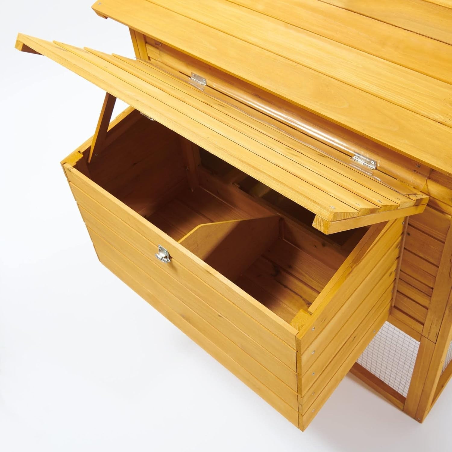Wooden Chicken Coop with Run Double Nest Box Easy Clean Secure Hen House