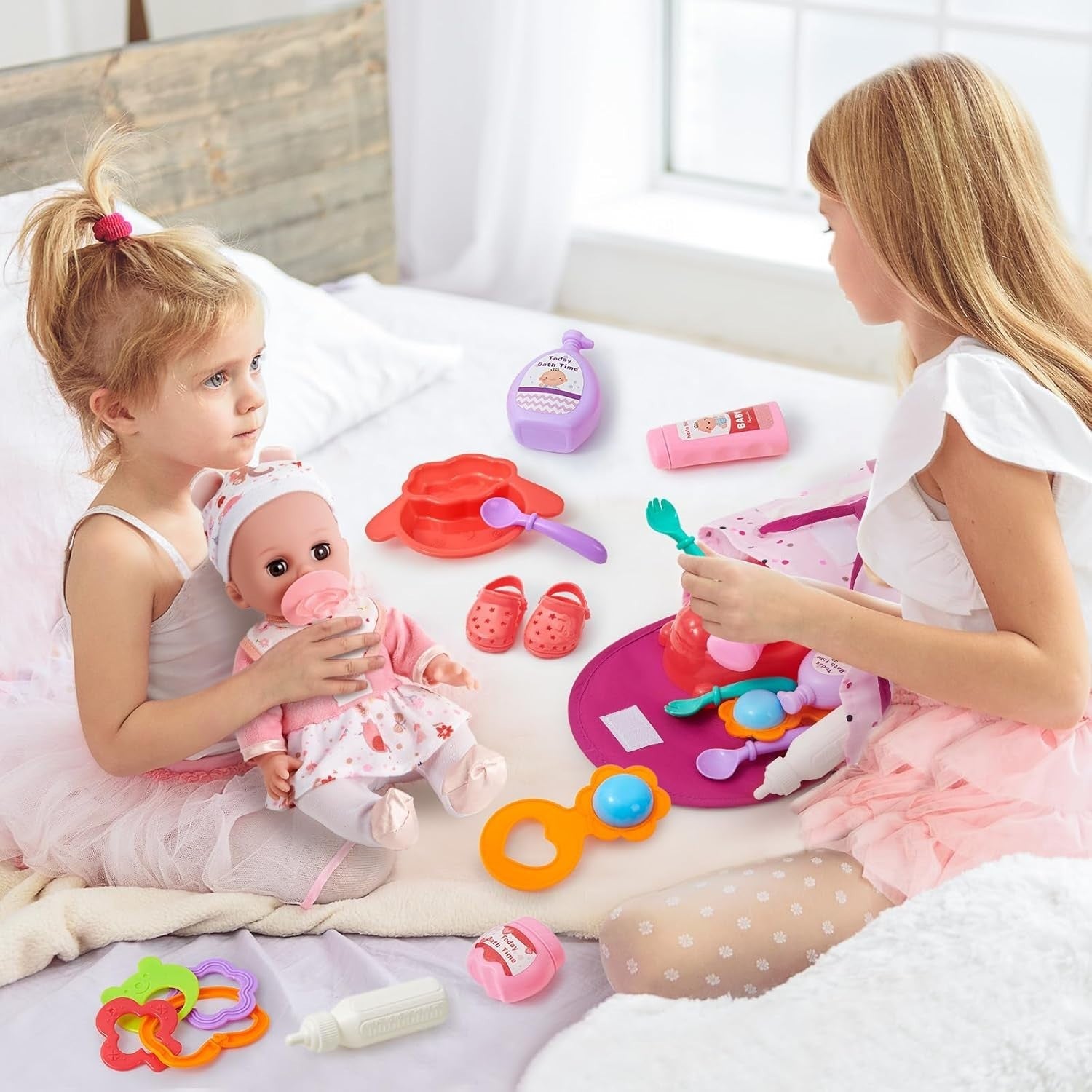 36cm Baby Doll Playset w Backpack Changing Bag Bath Feeding Toys