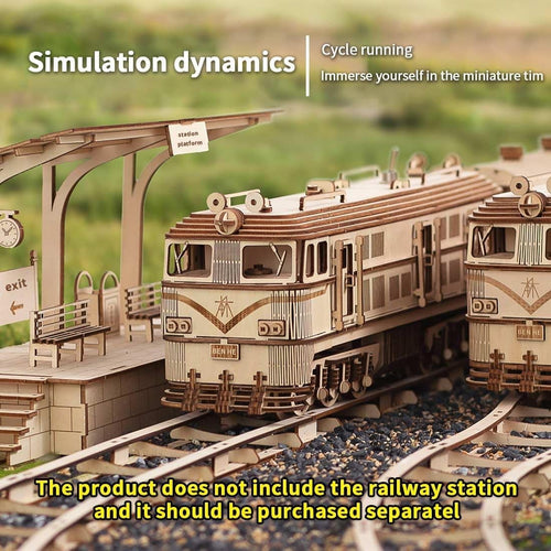 2313PCS 3D Wooden Train Puzzle Kit with Electric Drive – Large DIY Model